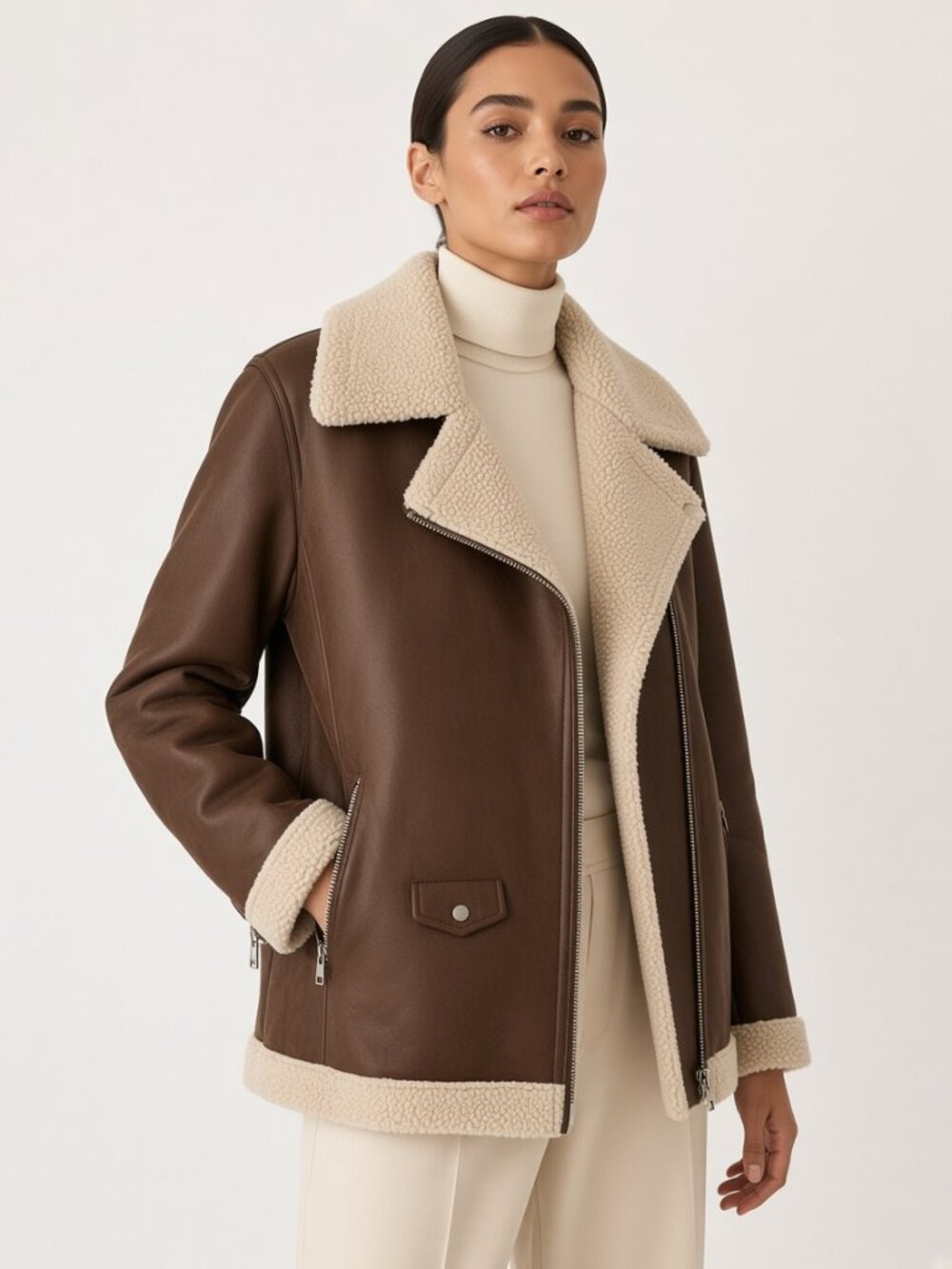 NWT Anthropologie Avec Les Filles Shearling Lined Biker Jacket, Size 2X